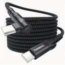 Cable de carga rápida HEEMAX de 240W, con diseño de ángulo recto C a C y USB-C a USB-C, con diseño de 90°, transferencia de datos de alta velocidad, cable trenzado duradero para teléfonos inteligentes y portátiles, cable de carga para teléfono, accesorio
