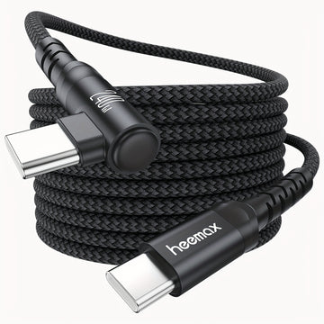 Cable de carga rápida HEEMAX de 240W, con diseño de ángulo recto C a C y USB-C a USB-C, con diseño de 90°, transferencia de datos de alta velocidad, cable trenzado duradero para teléfonos inteligentes y portátiles, cable de carga para teléfono, accesorio