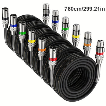 6 piezas de cable XLR de diseño nuevo, XLR masculino a femenino, equilibrio de 3 pines, micrófono compatible con mezclador, altavoz, amplificador, micrófono profesional, material de reducción de ruido, amplia compatibilidad, estuche protector de PVC, mej