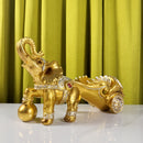 Rack de Vino de Elefante Pintado a Mano con Resina y Detalles en Cristal - Decoración de Lujo Dorada y Roja para Sala de Estar, Mesa de Comedor, Bar - Regalo Único de Inauguración de Casa, Decoración de Elefantes