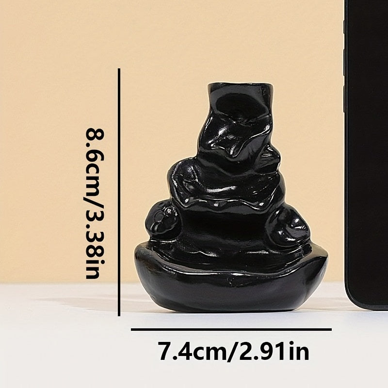 Quemador de Incienso de Resina Negra Elegante con Cascada de Agua y Palitos de Madera - Estilo Clásico, Ideal para Decoración de Halloween en el Hogar e Instalación en el Suelo, Porta Incienso