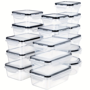 32pcs Contenedores de Almacenamiento de Alimentos con Tapas (16 Contenedores + 16 Tapas) - Contenedores de Almacenamiento de Plástico Herméticos a Prueba de Fugas con Cierres a Presión, Contenedores de Almacenamiento Libres de BPA con Tapas