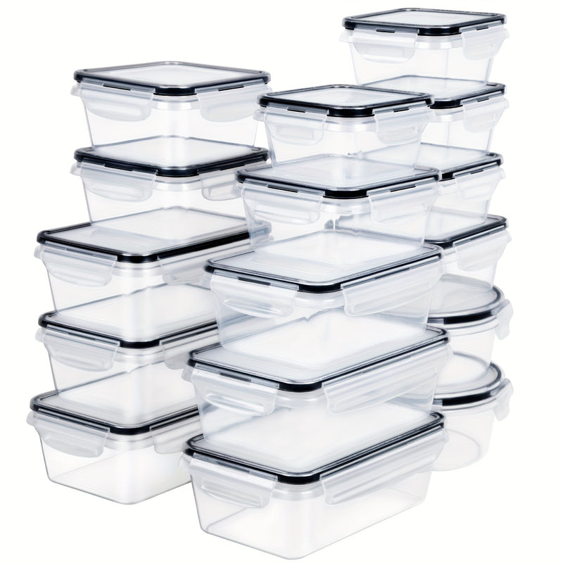 32pcs Contenedores de Almacenamiento de Alimentos con Tapas (16 Contenedores + 16 Tapas) - Contenedores de Almacenamiento de Plástico Herméticos a Prueba de Fugas con Cierres a Presión, Contenedores de Almacenamiento Libres de BPA con Tapas
