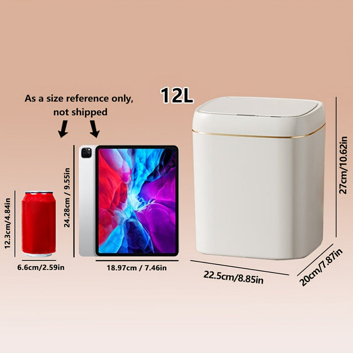 Bote de Basura Inteligente de 1 Pieza con Sensor Infrarrojo, Capacidad de 12L/14L, Alimentado por Batería (Requiere 2 Pilas AA, No Incluidas), Funcionamiento Silencioso, Ideal para Uso en Hogar, Oficina y Escuela, Cubo de Residuos Escolares | Estilo de T