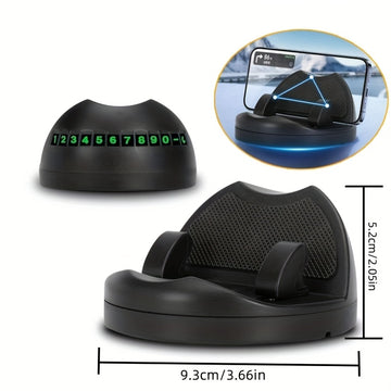 Soporte de teléfono giratorio de 360°, montaje redondo de salida de aire acondicionado de ABS, soporte de teléfono para automóvil impermeable con placa de números luminosos, montaje estable de cabeza para coches