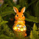 Luz solar, luz de decoración de Pascua, luz solar de conejo, luz de bienvenida de conejo, decoración de jardín al aire libre, luz decorativa solar, panel solar, cesta de flores para el hogar.