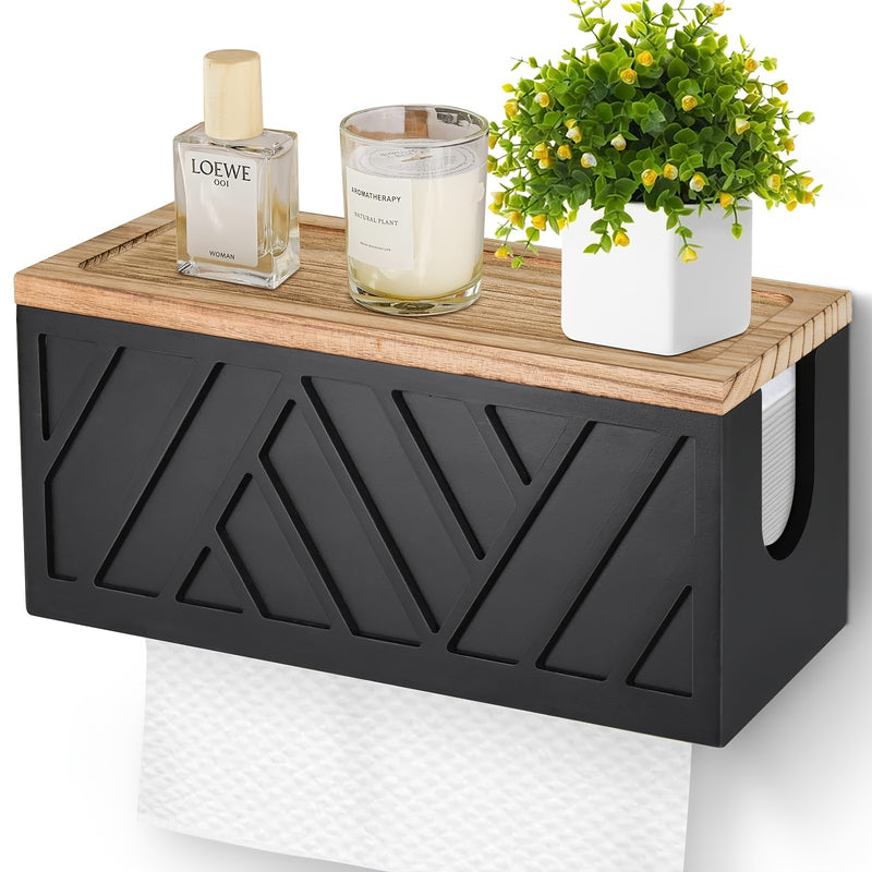 Dispensador de Toallas de Papel de Madera Maciza Montado en la Pared con Tapa - Diseño C/Z/Trifold para Decoración de Cocina y Baño
