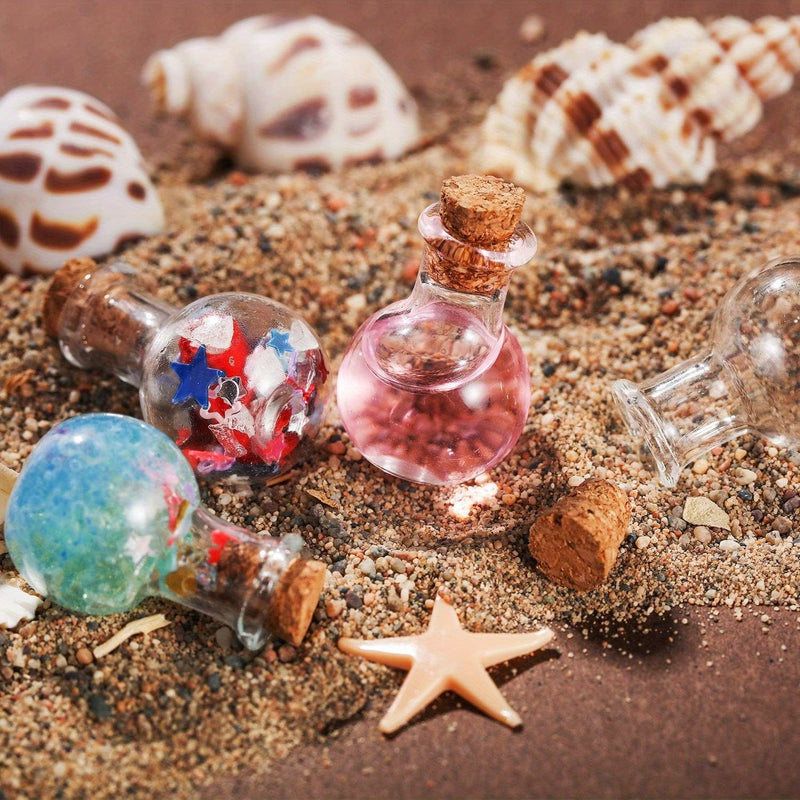 30 piezas de botellas de vidrio miniatura con tapa de corcho - Estilo bohemio, transparente, suministros de botellas de deseo DIY para bodas, cumpleaños y fiestas, solo lavado a mano, decoración de fiestas | Estilo bohemio | Acabado brillante