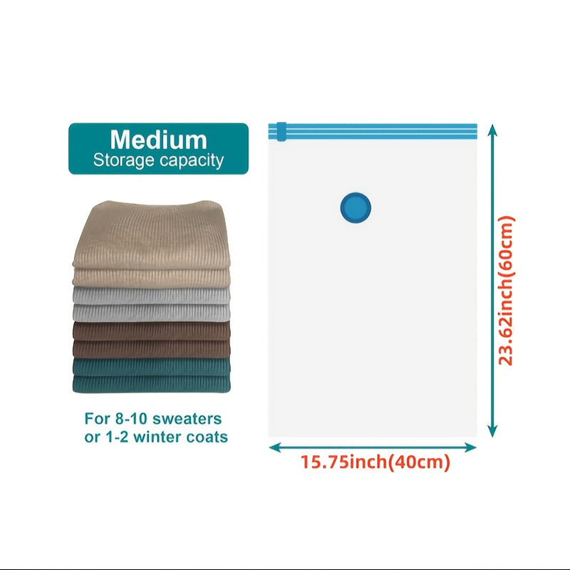 Bolsas de compresión por vacío, 1 y 7,62 pulgadas, una variedad de opciones mejoradas y material espesado, 3 tamaños, bolsas de compresión super ahorradoras de espacio para almacenamiento de ropa plegada, ropa gruesa, edredones y mantas, bolsas de empaqu