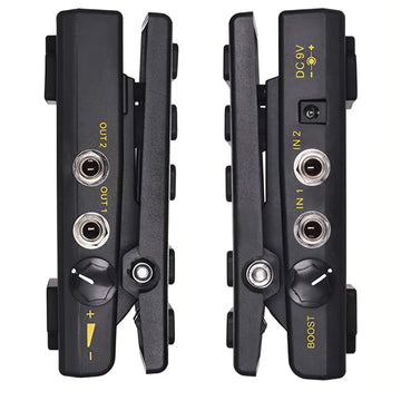 Pedal de volumen dual de AHAJII - Controles de aumento y reducción, señal analógica, pedal de efecto de guitarra negro para amplificadores de guitarra, DC 9-36V, no necesita batería, pedal de guitarra