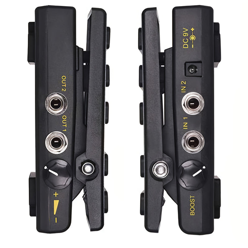 Pedal de volumen dual de AHAJII - Controles de aumento y reducción, señal analógica, pedal de efecto de guitarra negro para amplificadores de guitarra, DC 9-36V, no necesita batería, pedal de guitarra