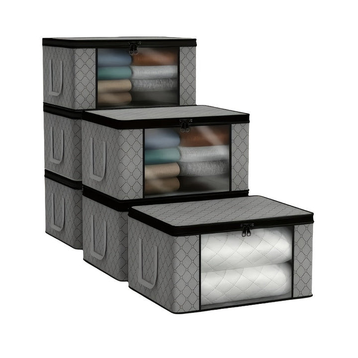 Nueva bolsa de almacenamiento de largo manija para edredones, con ventana completa transparente, gran capacidad y bolsas organizadoras de tela no tejida de tres capas, perfectas para el armario y la organización de equipaje.