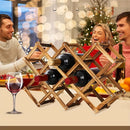 Este soporte de vino plegable puede contener 10 botellas y está hecho de madera, adecuado para cocinas, bares y mostradores de vino.