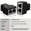 Conector divisor RJ45 de 1 pieza, adaptador extensor Ethernet 1 a 2 hembra a 2 hembra RJ45 para cable de red Ethernet