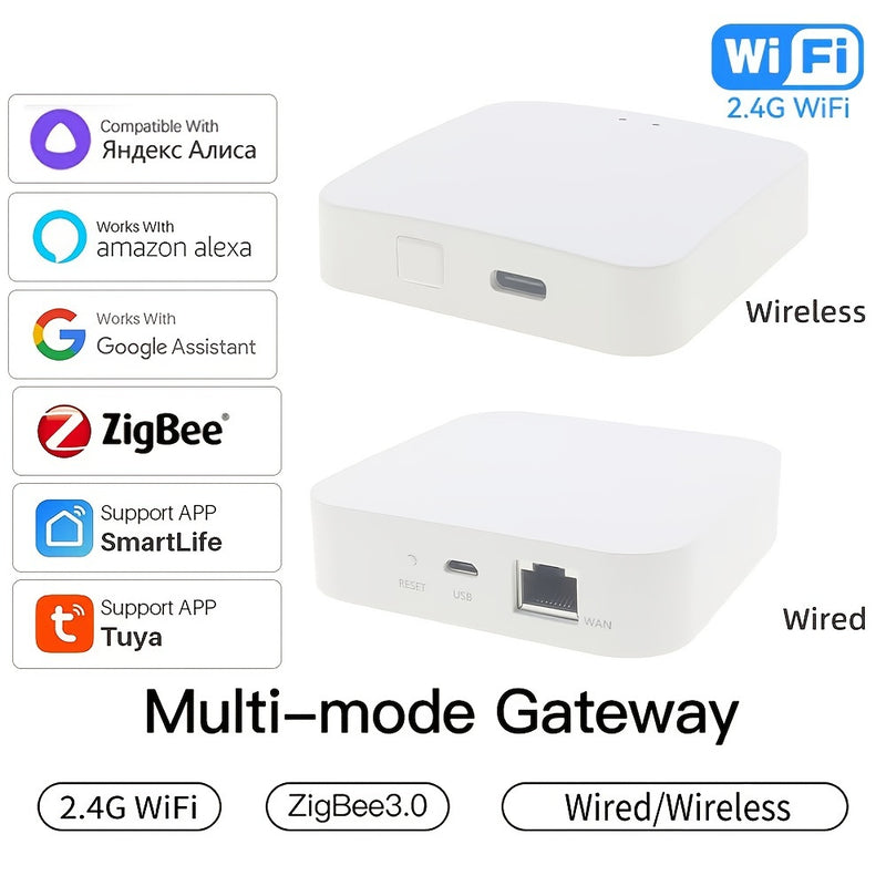 Tuya Zigbee 3.0 Mini Smart Home Hub Gateway - Puente de malla WiFi multimodo, compatible con Alexa y Google Assistant, alimentado por USB, sin pantalla, para automatización de oficinas y hogares - Blanco