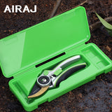 Tijeras de poda ergonómicas de acero inoxidable AIRAJ, tijeras de jardín multifuncionales con mango antideslizante, cortadora de ramas duradera para jardinería y cuidado de césped, ambidiestra, hoja de acero de alta carbonatación, no necesita electricida