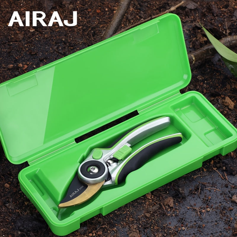 Tijeras de poda ergonómicas de acero inoxidable AIRAJ, tijeras de jardín multifuncionales con mango antideslizante, cortadora de ramas duradera para jardinería y cuidado de césped, ambidiestra, hoja de acero de alta carbonatación, no necesita electricida