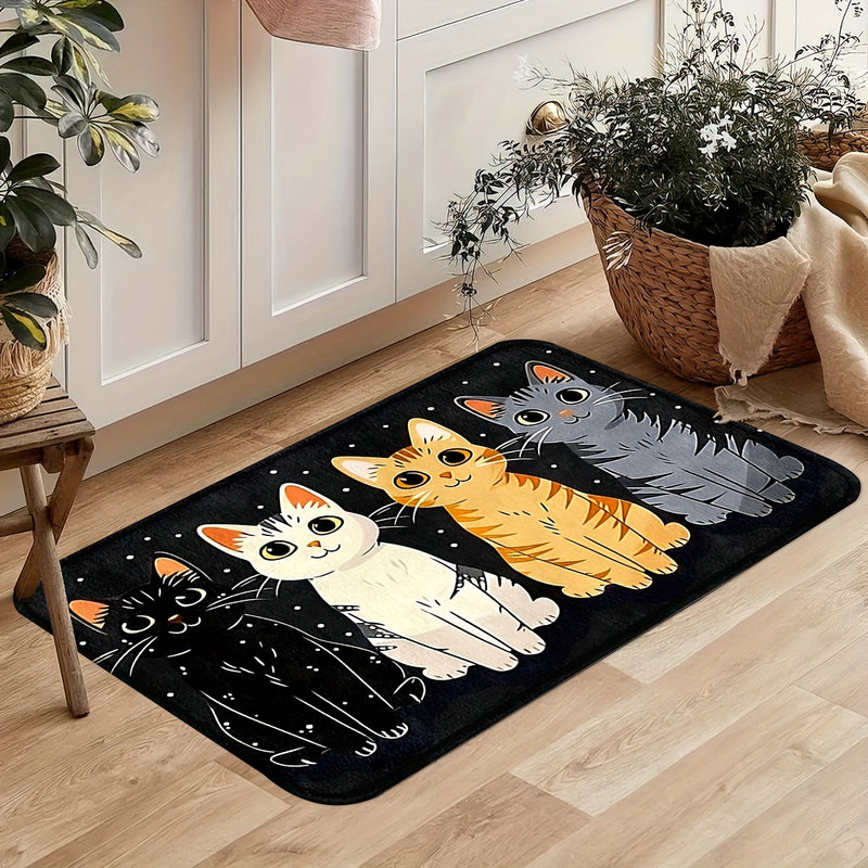 Alfombras de cocina con diseño de gatitos lindos: antideslizantes, duraderas y cómodas para el hogar, la oficina y el baño - Disponibles en varios tamaños.