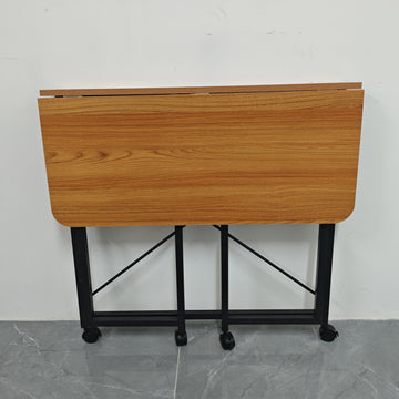 Escritorio plegable portátil de madera con ruedas giratorias 360°, mesa para computadora de oficina en casa, panel de madera y estructura metálica, sin necesidad de electricidad, 1 unidad