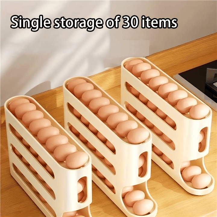 Organizador de huevos apilable de gran capacidad para refrigerador, dispensador automático, mantenedor de frescura para cocina sin esfuerzo, material PP, no requiere baterías, MNPN, 1 unidad