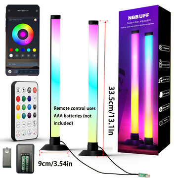 2 barras de luces LED inteligentes NBBUFF para habitación, IC+RGB con control remoto y app, modo de sincronización con música dinámica, alimentación por USB, inalámbricas, cambio de color, regulables, ideales para PC, retroiluminación de TV, salón de mús