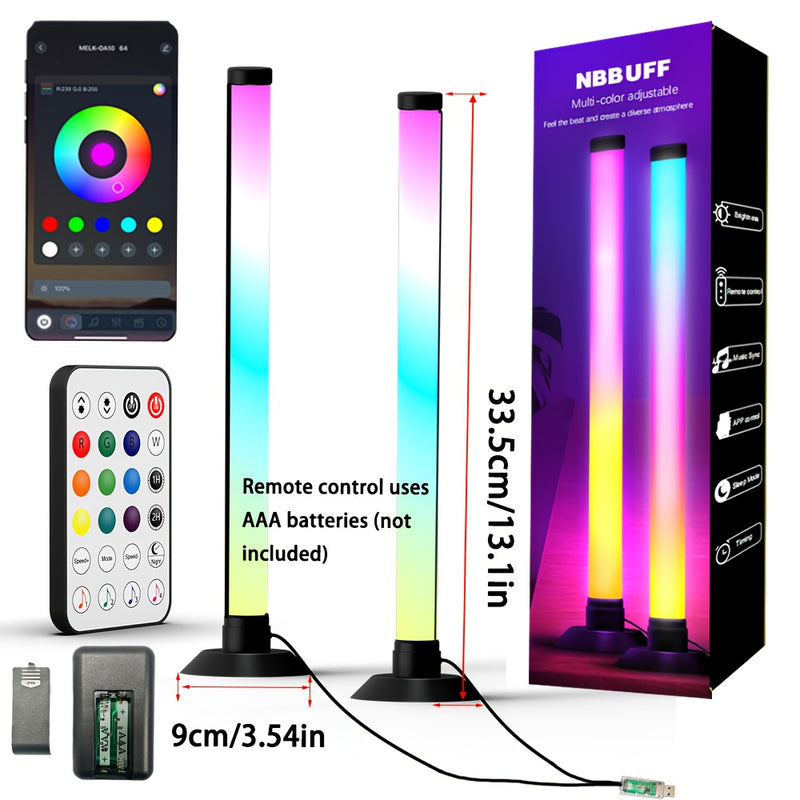 2 barras de luces LED inteligentes NBBUFF para habitación, IC+RGB con control remoto y app, modo de sincronización con música dinámica, alimentación por USB, inalámbricas, cambio de color, regulables, ideales para PC, retroiluminación de TV, salón de mús