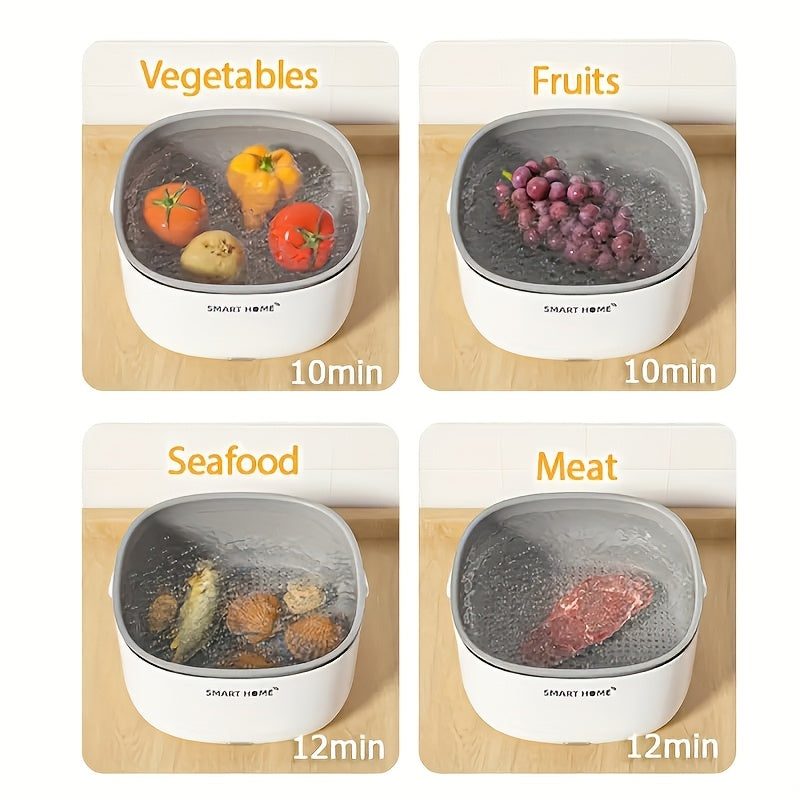 Máquina de lavado de verduras y frutas de estilo cesta inteligente 2025 mejorada - Portátil, alimentada por batería, sin químicos, purificación automática, limpiador de cocina ahorrador de energía, fabricado con material PP duradero, máquina de limpieza