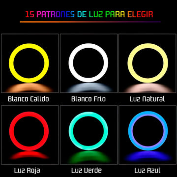 Aro De Luz 33cm Efectos RGB Flash MJ33