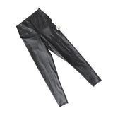 Leggings Efecto Cuero Negro Cremallera Compresión Cintura PL4852