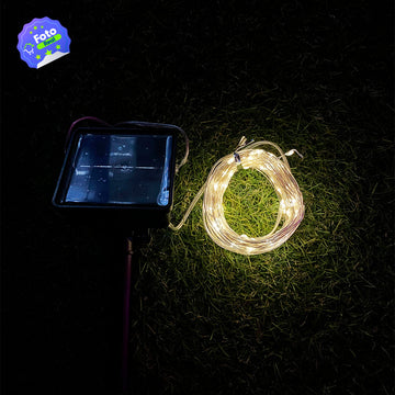 Luz Micro Led Alambre Con Panel Solar 100 LEDS Impermeables C2018