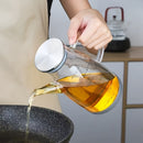 1pieza Tapa de Acero Inoxidable Botella de Aceite de 1000Ml Vidrio Borosilicato de Alta Resistencia al Calor y Frío Botella de Aceite y Vinagre con Gran Diámetro Botella de Aceite Impermeable para Verter Botella de Aceite para el Hogar con Gran Capacidad