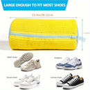 Bolsa Duradera para Lavadora de Zapatos para Todo Tipo de Calzado - Amarilla con Cremallera Azul, Tela de Chenilla con Revestimiento Suave y Reducción de Ruido, Cierre de Nailon Resistente, Apta para Todas las Lavadoras, Protege Zapatillas, Zapatos Casua