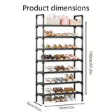 1pc Juego de zapateros de varios niveles, organizador de almacenamiento de metal y plástico de gran capacidad, fácil montaje y desmontaje, acabado de hierro, montaje en el suelo, se adapta a varias habitaciones, 7 estantes, tubo dorado incluido (8mm < di