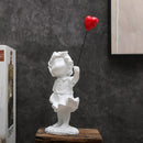 Figura de resina de niña de dibujos animados con globo, objeto decorativo de colección para varios tipos de habitaciones, uso en interiores, no requiere electricidad.