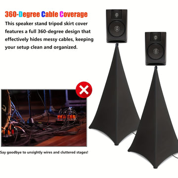 2 Juegos de Fundas para Soportes de Altavoces, Falda de Tripode para DJ con Bolsa de Viaje, Adecuado para Altavoces/Luz y Actuaciones en Escena, Bodas y Eventos de Banquete