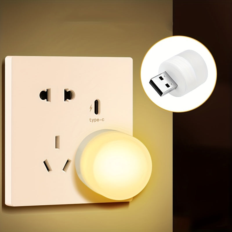 1 Set De 2/3/5 Piezas, Mini Lámpara Con Enchufe USB, Luz Nocturna LED USB Portátil, Luz Nocturna Mini, De Ahorro De Energía, Con Protección Para Los Ojos, Compatible Con Computadora Portátil De Escritorio, Banco De Energía