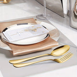 Juego de 32 cucharas elegantes de acero inoxidable dorado, 6,7" - Adecuado para lavavajillas, acabado espejo, cubertería plana para el hogar, cocina, restaurante - Ideal para postres y sopas