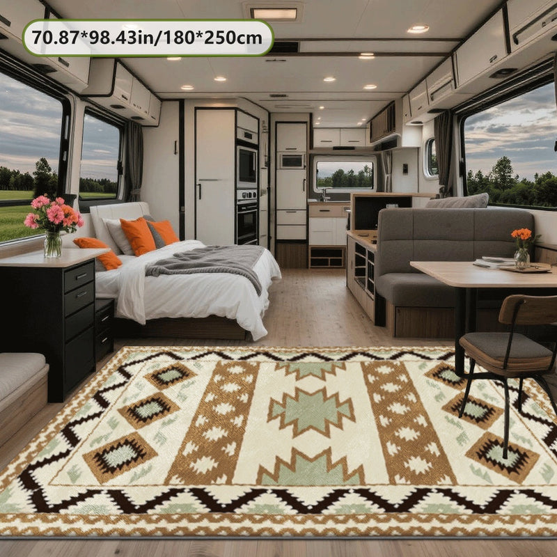 Estampado plano 2D con patrón tradicional exquisito, alfombra decorativa de estilo clásico 1 pieza, picnic, RV, balcón, patio, cubierta, camping, decoración de vacaciones para interiores y exteriores, disponible en múltiples escenarios, tamaños opcionale