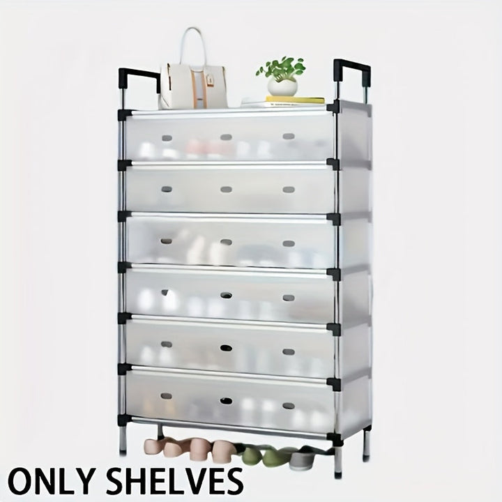 Estante de zapatos de 7 niveles, capacidad para 18-21 pares, estructura metálica a prueba de polvo con material PP, almacenamiento que ahorra espacio para el hogar, dormitorio y pasillo, uso interior, ensamblado, organizador de almacenamiento de zapatos