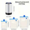 Conjunto de Sellador al Vacío Eléctrico Conveniente ABUDODO, Bomba de Vacío Manual Compresada por Aire, Carga USB, Utilizado para el Sellado y Almacenamiento de Alimentos, Diseño Cilíndrico Compacto, Adecuado para la Cocina del Hogar - Máquina Selladora
