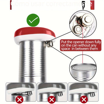 1pieza TEMMYS Abridor de Lata Eléctrico Automático, Abridor de Tarro con Batería, Dispositivo de Seguridad de Alta Potencia, Fácil de Usar para Abridores de Lata de Cocina, Material de Plástico, Voltaje de Funcionamiento ≤36V (Batería no Incluida) para I