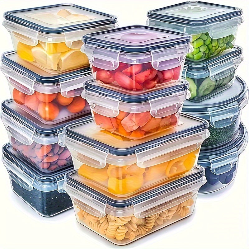 Juego de 8 Recipientes Transparentes para Almacenar Alimentos con Tapas Herméticas - Perfectos para Frutas, Verduras, Pasta y Más - Apto para Microondas, Kit Reutilizable de Polipropileno para Organización de Cocina | Antifugas