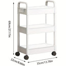 Carrito organizador de 3 niveles con ruedas, versátil para cocina, oficina y hogar, estante de plástico blanco para padres y familia, carrito de almacenamiento para cocina