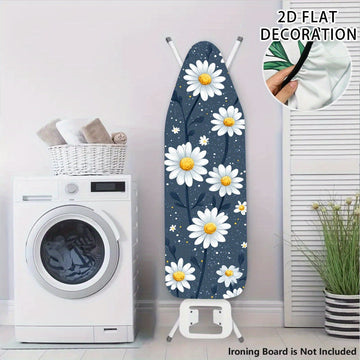 Funda de tabla de planchar 2D plana, floral - Rejilla completa resistente al quemado, bordes elásticos, diseño lavable a máquina de alta resistencia con patrones de margarita y estrella, se ajusta a tablas estándar (tabla no incluida), tabla de planchar