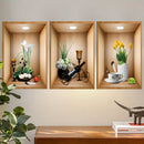 Adhesivo de Pared con Marco de Fotos de Flores y Plantas Verdes en 3D para Sala de Estar, Dormitorio, Estudio, Fondo de Pared del Hogar, Decoración de Entrada, Calcomanía de Pared Autoadhesiva de PVC
