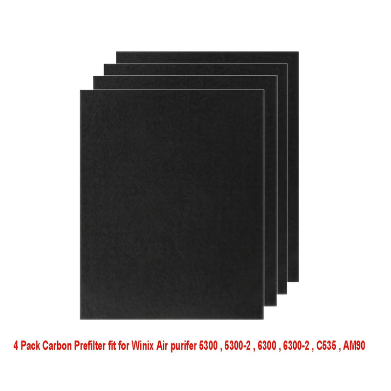 4pcs Pre-filtros de Carbón Activado para Purificadores de Aire Winix - Control de Olores, Compatibles con los Modelos AM90, C535, 5300-2