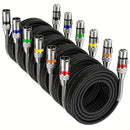 6 piezas de cable XLR de diseño nuevo, XLR masculino a femenino, equilibrio de 3 pines, micrófono compatible con mezclador, altavoz, amplificador, micrófono profesional, material de reducción de ruido, amplia compatibilidad, estuche protector de PVC, mej