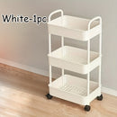 Carrito de almacenamiento plástico blanco de 3 niveles con ruedas – Organizador resistente multicapa para cocina, baño y dormitorio – Ideal para libros, toallas y artículos esenciales – Carrito móvil fácil de mover