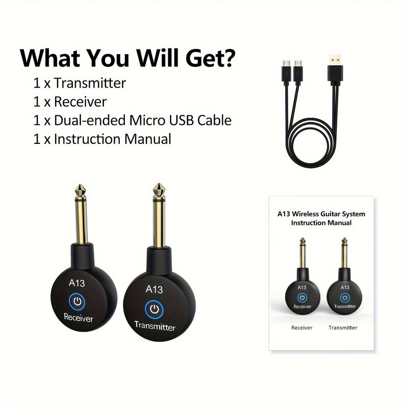 Sistema inalámbrico mini para guitarra de 2.4 GHz, transmisor y receptor inalámbrico para guitarra, bajo e instrumentos eléctricos