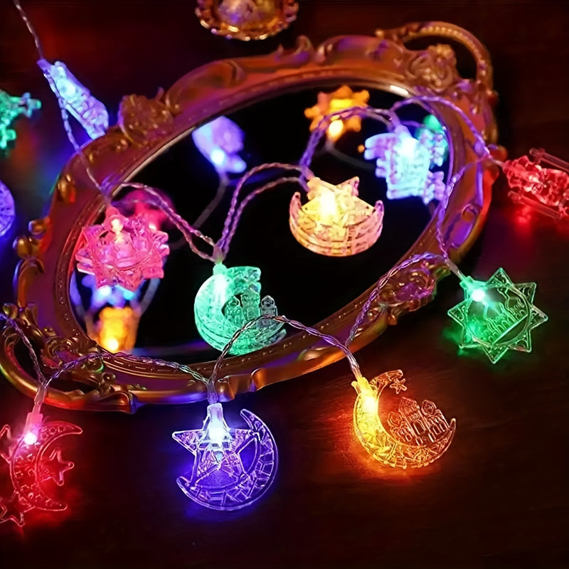 1pc Luces de Cadena LED - Alimentadas por Batería, Faroles Decorativos de Palacio con Diseño de Estrellas, Luna y Castillo para Festivales y Celebraciones, Festival Árabe de Oriente Medio, Luz Colgante, Botella